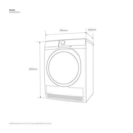Máy sấy bơm nhiệt Electrolux 9kg EDH903R7SC